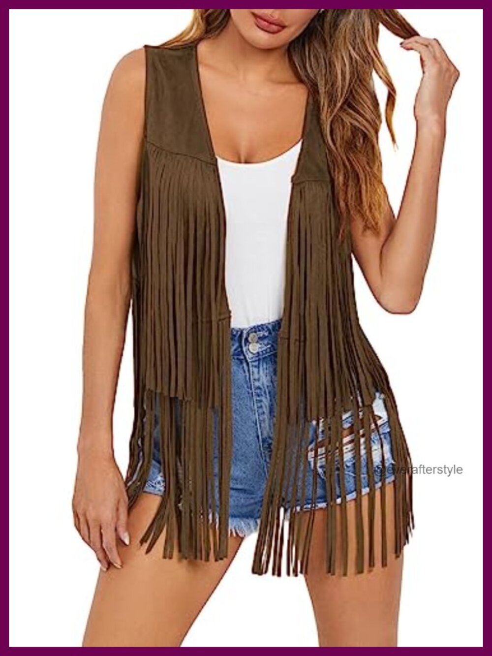 Faux Suede Fringe Vest 70s Hippie Cowgirl Western Tassel Outerwear